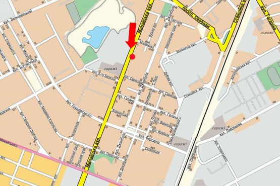 Схема рекламной плоскости по адресу Минайская ул., 15, возле магазина "Сильпо"