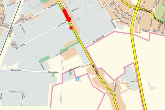 Схема рекламной плоскости по адресу Гагарина Ю. ул., возле супермаркета "Барва"