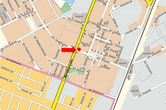 Схема рекламной плоскости по адресу Джамбула ул., 78 / ул. Бородина, возле рынка