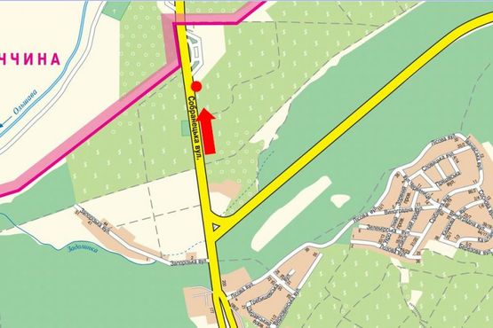 Схема рекламной плоскости по адресу Контрольно-пропускной пункт "Ужгород", выезд из города в сторону Словакии