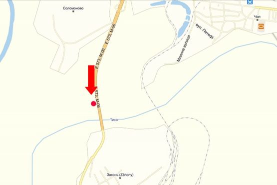 Схема рекламной плоскости по адресу Контрольно-пропускной пункт "Чоп", выезд со страны в сторону Венгрии