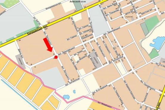 Схема рекламной плоскости по адресу Легоцкого ул. / ул. Заньковецкой, возле супермаркета "Вопак"