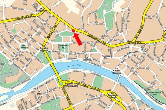 Схема рекламной плоскости по адресу Гойды ул. / ул. Ломоносова, центр, возле отделения "Закарпатнафтогаз"