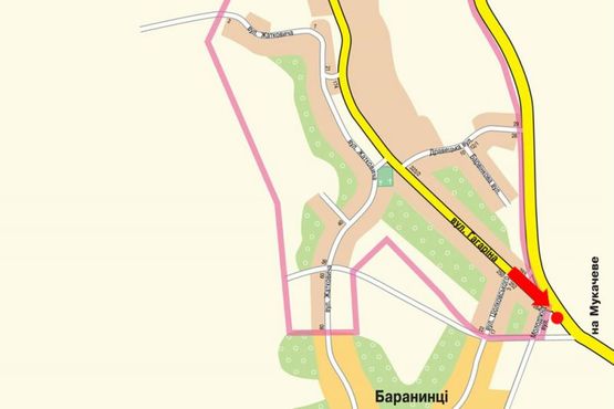 Схема рекламной плоскости по адресу Выезд из города Ужгород, в сторону Мукачево, разделитель, левый