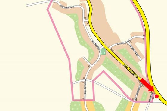 Схема рекламной плоскости по адресу Выезд из города Ужгород, в сторону Мукачево, разделитель, правый