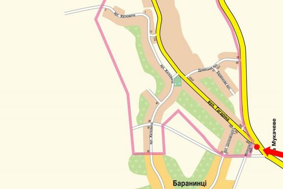 Схема рекламной плоскости по адресу Въезд в город Ужгород, со стороны Мукачево, разделитель, правый