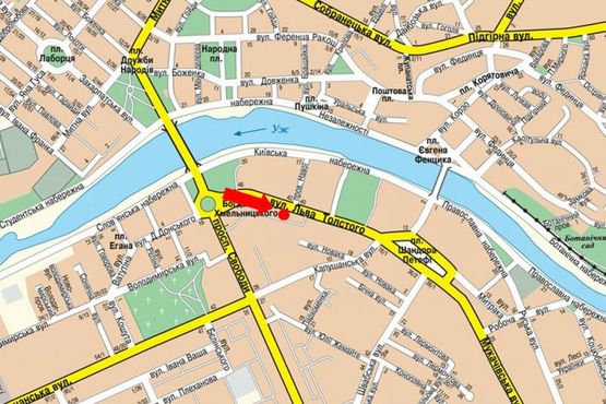 Схема рекламной плоскости по адресу Толстого Л. ул, в сторону пл. Петефи