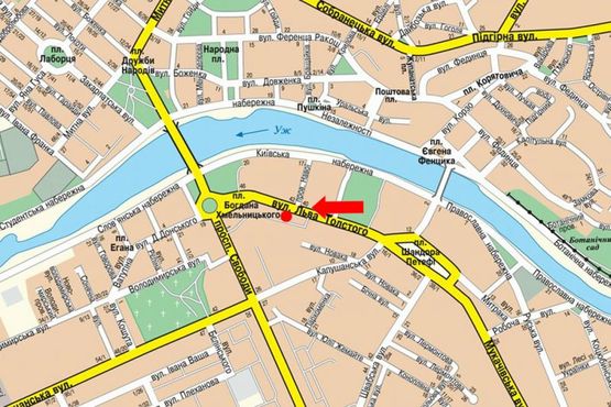 Схема рекламной плоскости по адресу Толстого Л. ул, в сторону пл. Богдана Хмельницкого