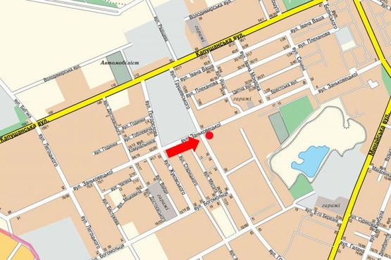 Схема рекламної площини за адресою Заньковецкой ул. / ул. Грушевского, со стороны ул. Легоцкого