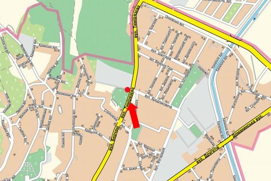 Схема рекламной плоскости по адресу Тимирязева ул. / ул. Бродлаковича, возле кардиоцентра, из центра