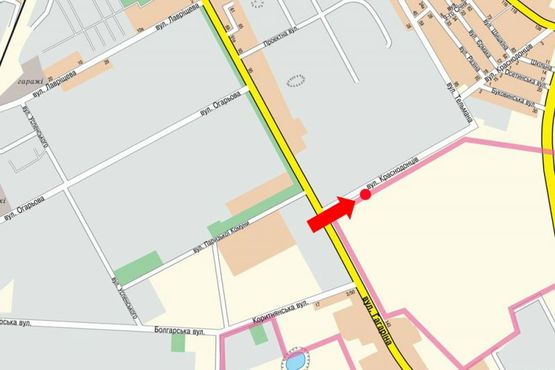 Схема рекламной плоскости по адресу Краснодонцев ул., в сторону рынка