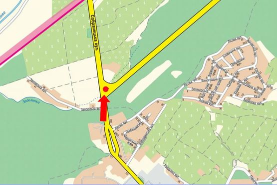 Схема рекламной плоскости по адресу Собранецкая ул., возле отеля “Пилигрим”, выезд в сторону Словакии