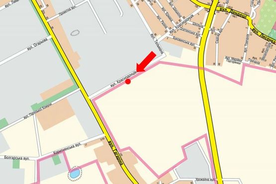 Схема рекламной плоскости по адресу Краснодонцев ул., возле рынка