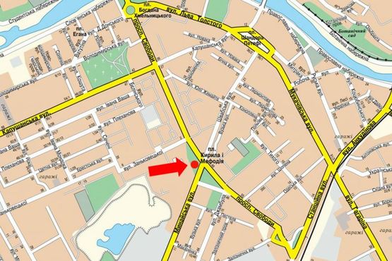 Схема рекламной плоскости по адресу Свободы пр. - ул. Минайская, пл. Кирилла и Мефодия, возле универмага "Украина"