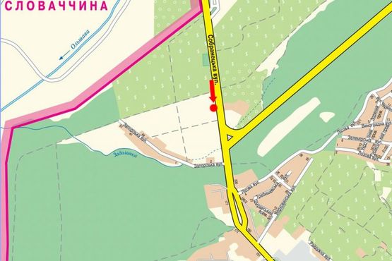 Схема рекламной плоскости по адресу Собранецкая ул., вьезд в город со стороны Словакии