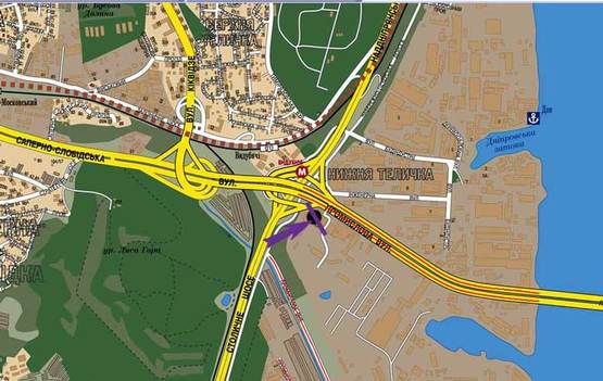 Схема рекламної площини за адресою ул.Промышленная,1, ст.м. "Выдубичи". направление на пр.Бажана