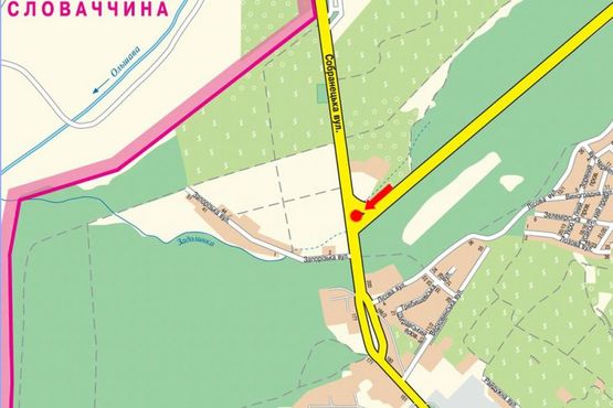 Схема рекламной плоскости по адресу Собранецкая ул., въезд со стороны Мукачево, возле отеля “Пиллигрим"