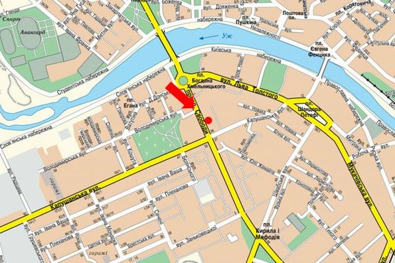 Схема рекламной плоскости по адресу Свободы пр., возле магазина "Козак"