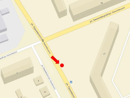 Схема рекламной плоскости по адресу Грушевского ул., 29 / ул. Заньковецкой, в сторону ул. Минайской