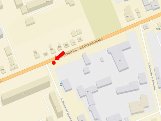 Схема рекламной плоскости по адресу Капушанская ул., 149 / ул. Достоевского, к супермаркету "Велмарт", из центра