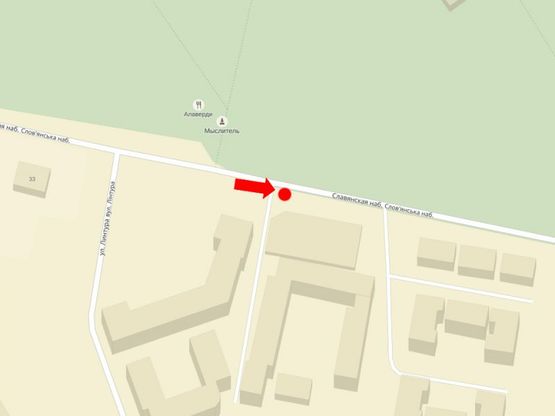 Схема рекламной плоскости по адресу Славянская набережная ул., в центр