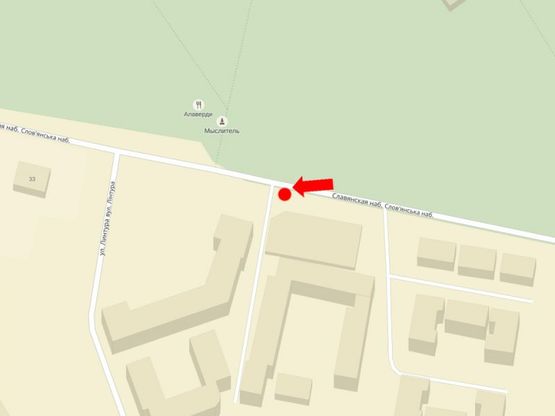 Схема рекламной плоскости по адресу Славянская набережная ул., из центра