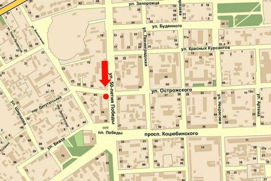 Схема рекламной плоскости по адресу Замостянская ул. (бывш. 50-летия Победы ул.) / Острожского ул., возле ЗАГСа