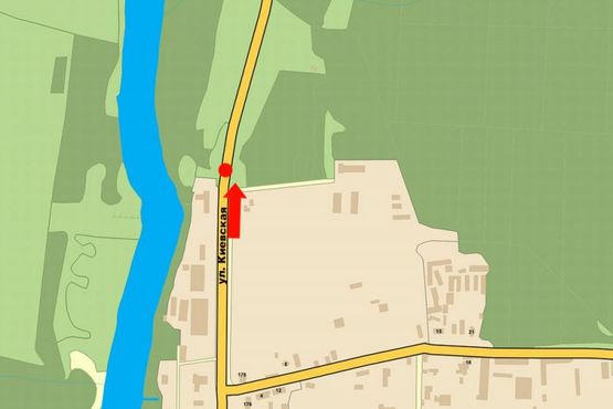 Схема рекламной плоскости по адресу Киевская ул., возле автосалона "Skoda", разделитель