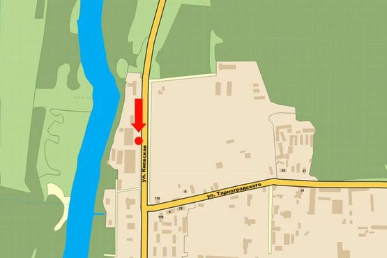 Схема рекламной плоскости по адресу Киевская ул., возле зоопарка "Подольский", разделитель