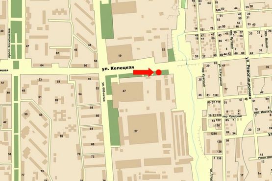 Схема рекламной плоскости по адресу Келецкая ул., возле завода "Кристал"