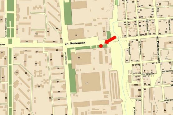 Схема рекламной плоскости по адресу Келецкая ул., возле завода "Кристал"