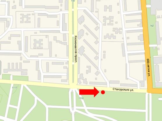 Схема рекламной плоскости по адресу Первозванного ул. (бывш. Стахурского ул.), 6, в центр