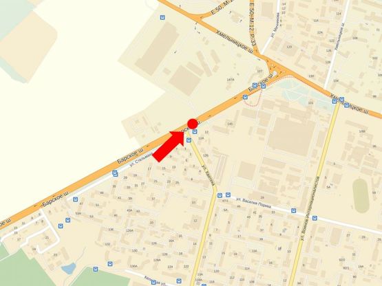 Схема рекламной плоскости по адресу Барское шоссе / Ващука ул. (бывш. Квятека ул.), возле супермаркета "METRO", в центр