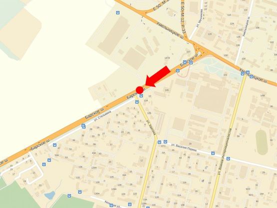 Схема рекламной плоскости по адресу Барское шоссе / Ващука ул. (бывш. Квятека ул.), возле супермаркета "METRO", из центра