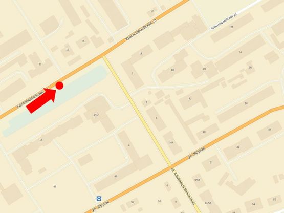 Схема рекламной плоскости по адресу Стрелецкая ул. (бывш. Красноармейская ул.), 14А, из центра