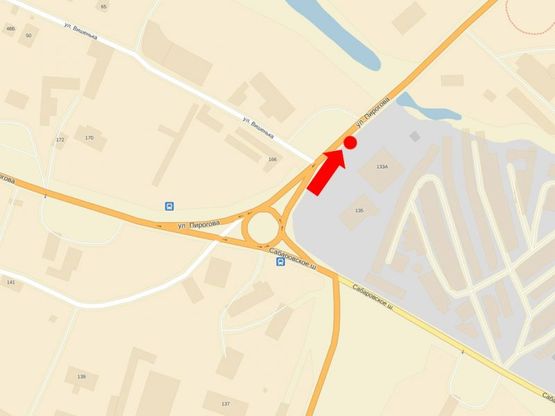 Схема рекламной плоскости по адресу Пирогова ул., 133, возле авторынка "Сатурн", в центр