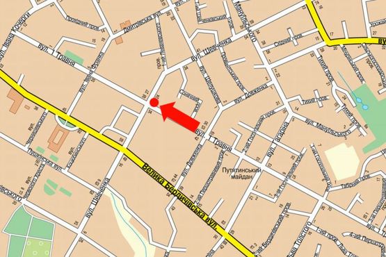 Схема рекламной плоскости по адресу 1-го Мая ул., 41 / ул. Т. Шевченко, возле Житомирского ЛВЗ