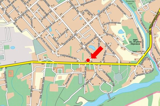 Схема рекламної площини за адресою Чудновская ул. (бывш. ул. Черняховского), 92, разделитель, возле ТЦ "Океан"