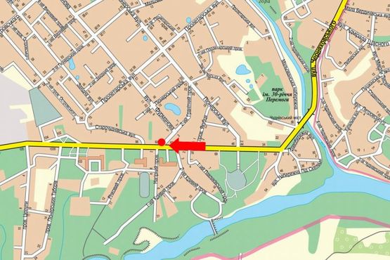 Схема рекламной плоскости по адресу Чудновская ул. (бывш. ул. Черняховского), 92, разделитель, возле ТЦ "Океан", из центра