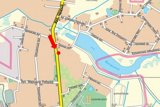 Схема рекламної площини за адресою Покровская ул. (бывш. ул. Щорса) ул., 112, возле АЗС "Народна"