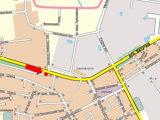 Схема рекламной плоскости по адресу Независимости пр. (бывш. ул. Ватутина), 18 / Атаманов Соколовских ул. (бывш. ул. Потапова Ген.), в сторону вокзала, возле супермаркета "Экомаркет", на светофоре