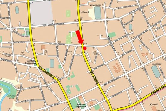 Схема рекламной плоскости по адресу Украинки Л. ул., 36 / Покровская ул. (бывш. ул. Щорса), возле хлебзавода №1