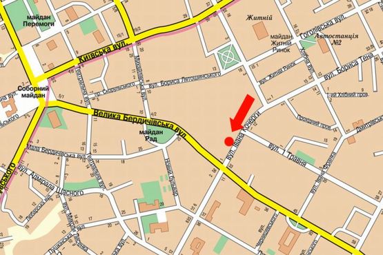 Схема рекламной плоскости по адресу Кочерги ул. / ул. 1-го мая, возле "Детского  Мира", магазина "Евротоп"