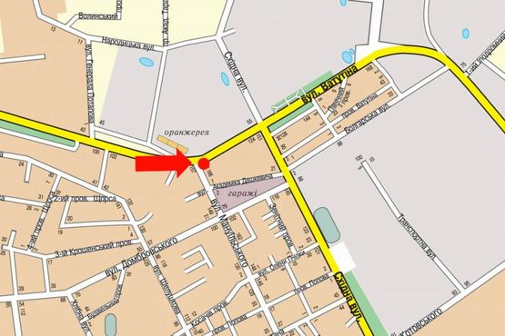 Схема рекламной плоскости по адресу Независимости пр. (бывш. ул. Ватутина), 106 / Мазепы ул. (бывш. ул. Мануильского), в сторону вокзала