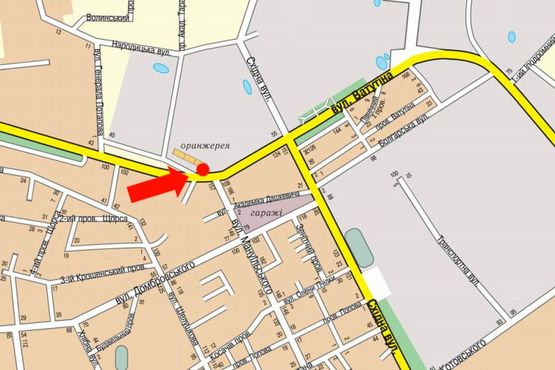 Схема рекламной плоскости по адресу Независимости пр. (бывш. ул. Ватутина), 55 / Мазепы ул. (бывш. ул. Мануильского), в сторону вокзала