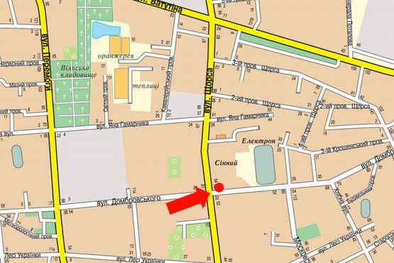 Схема рекламной плоскости по адресу Покровская ул. (бывш. ул. Щорса) ул. / ул. Домбровского, возле "Сенного рынка"