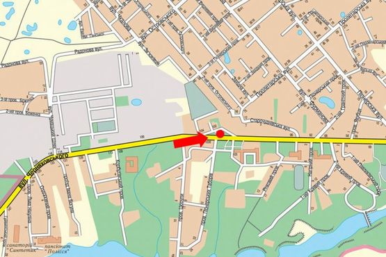 Схема рекламної площини за адресою Чудновская ул. (бывш. ул. Черняховского), 100, возле Инженерно-Технологического Института, на светофоре