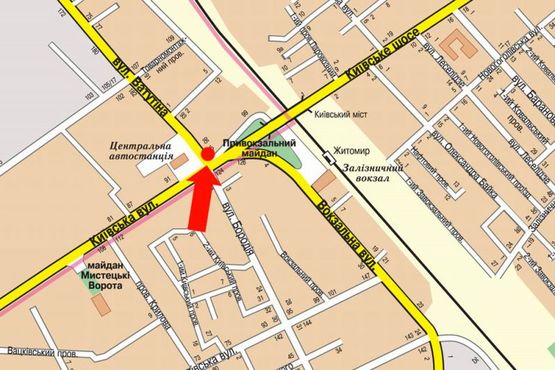 Схема рекламної площини за адресою Независимости пр. (бывш. ул. Ватутина) / ул. Киевская, возле автовокзала, АЗС