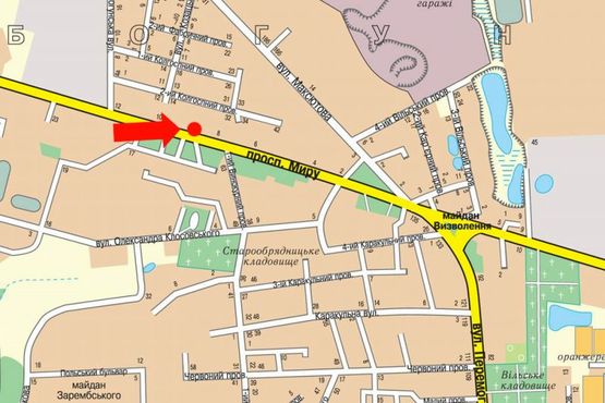 Схема рекламної площини за адресою Мира пр., 8, возле рынка  "Хмельники"