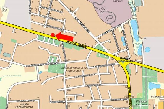 Схема рекламной плоскости по адресу Мира пр., 8, возле рынка "Хмельники"